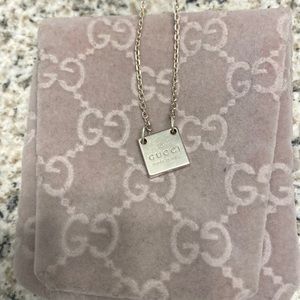 GUCCI Necklace Square plate small Sterling Silver 925 pendant
